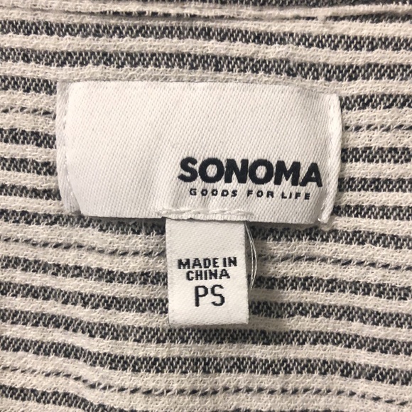 Sonoma Black and White Striped 3/4 Length Sleeve Short. Size PS. - Picture 4 of 5